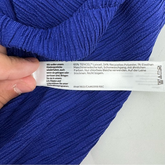 New Eileen Fisher Woven Plisse Wide Leg Ankle Pant Size L Blue $188 - Picture 11 of 15